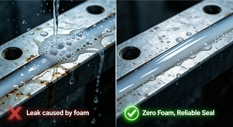 Low oil-foaming tendency for reliable sealing